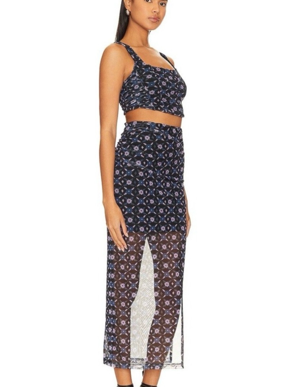 Free People Galaxy Floral Crop Top and Skirt Set